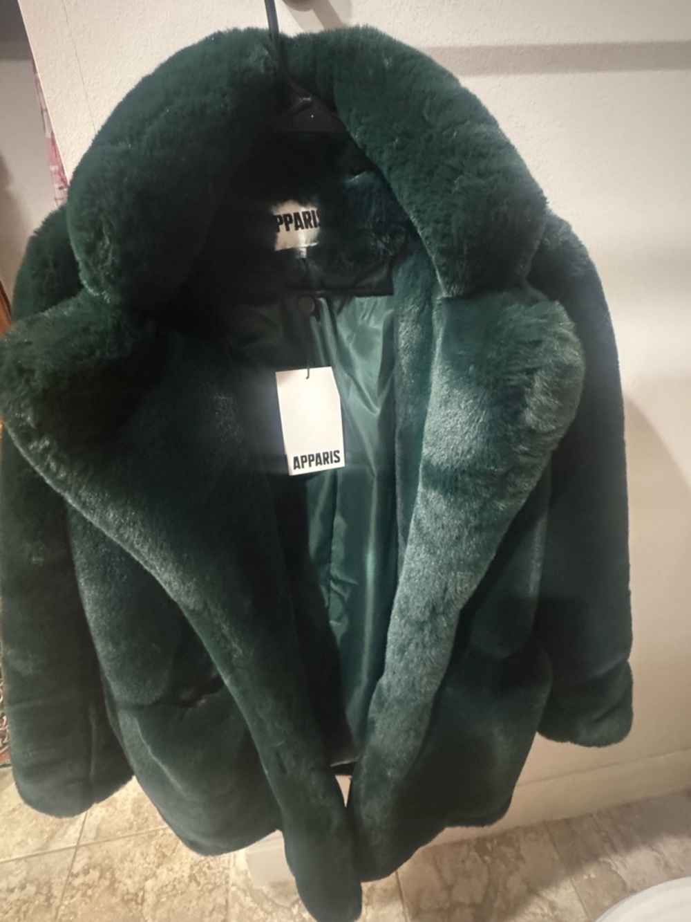 Apparis Emerald Green Teddy Faux Fur Coat